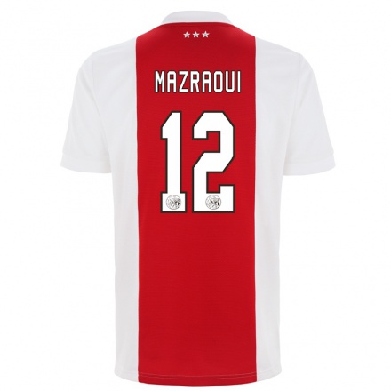 Niño Fútbol Camiseta Noussair Mazraoui #12 Rojo Blanco 1ª Equipación 2021/22 Camisa Chile