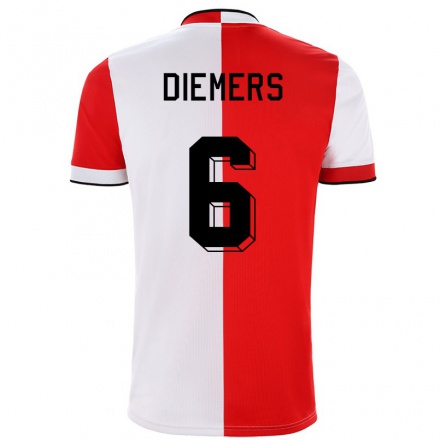 Niño Fútbol Camiseta Mark Diemers #6 Rojo Blanco 1ª Equipación 2021/22 Camisa Chile