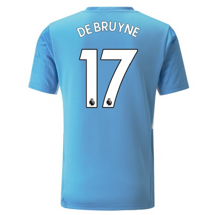 Niño Fútbol Camiseta Kevin De Bruyne #17 Azul 1ª Equipación 2021/22 Camisa Chile