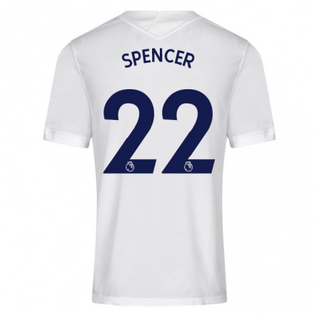 Niño Fútbol Camiseta Rebecca Spencer #22 Blanco 1ª Equipación 2021/22 Camisa Chile