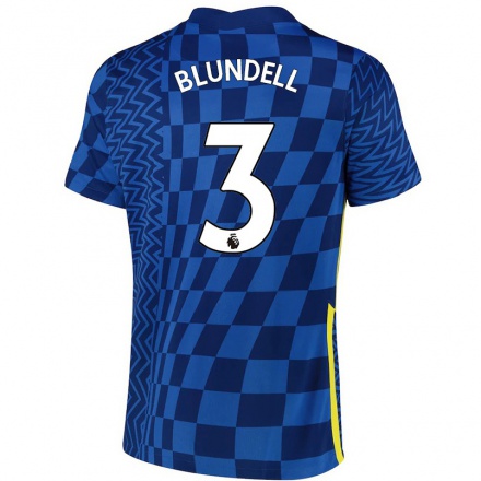 Niño Fútbol Camiseta Hannah Blundell #3 Azul Oscuro 1ª Equipación 2021/22 Camisa Chile