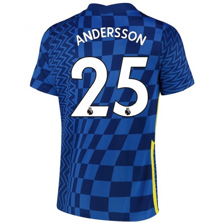 Niño Fútbol Camiseta Jonna Andersson #25 Azul Oscuro 1ª Equipación 2021/22 Camisa Chile