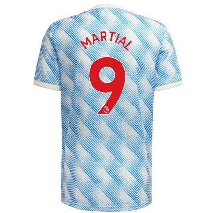 Niño Fútbol Camiseta Anthony Martial #9 Azul Blanco 2ª Equipación 2021/22 Camisa Chile