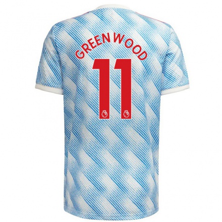Niño Fútbol Camiseta Mason Greenwood #11 Azul Blanco 2ª Equipación 2021/22 Camisa Chile