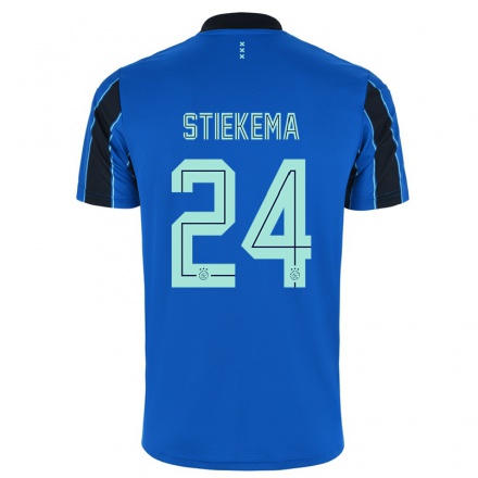 Niño Fútbol Camiseta Iris Stiekema #24 Azul Negro 2ª Equipación 2021/22 Camisa Chile