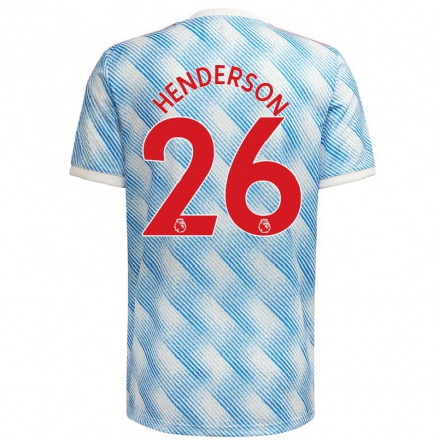 Niño Fútbol Camiseta Dean Henderson #26 Azul Blanco 2ª Equipación 2021/22 Camisa Chile