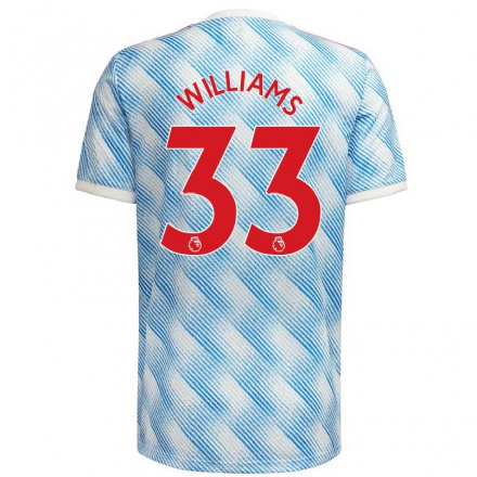Niño Fútbol Camiseta Brandon Williams #33 Azul Blanco 2ª Equipación 2021/22 Camisa Chile