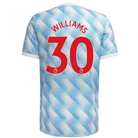 Niño Fútbol Camiseta Chloe Williams #30 Azul Blanco 2ª Equipación 2021/22 Camisa Chile