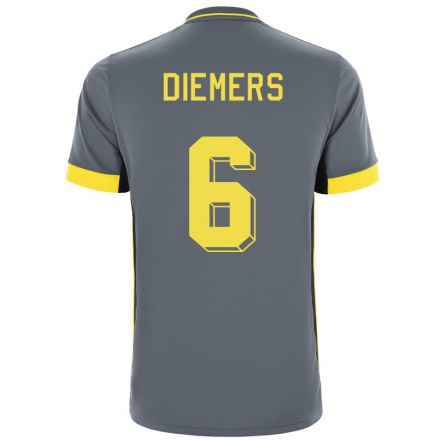 Niño Fútbol Camiseta Mark Diemers #6 Gris Negro 2ª Equipación 2021/22 Camisa Chile