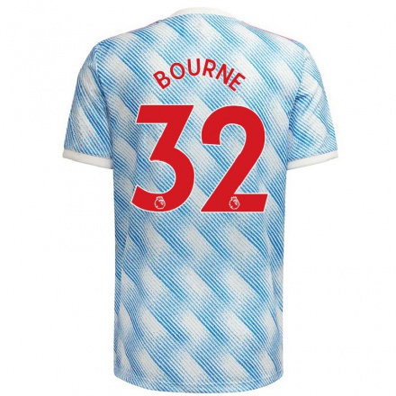 Niño Fútbol Camiseta Tara Bourne #32 Azul Blanco 2ª Equipación 2021/22 Camisa Chile