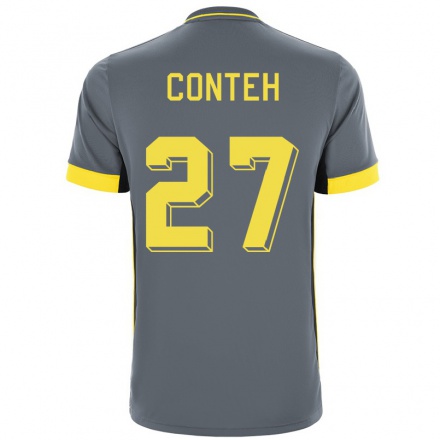 Niño Fútbol Camiseta Christian Conteh #27 Gris Negro 2ª Equipación 2021/22 Camisa Chile