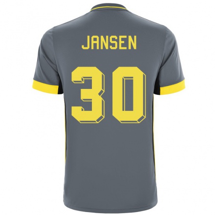 Niño Fútbol Camiseta Thijs Jansen #30 Gris Negro 2ª Equipación 2021/22 Camisa Chile