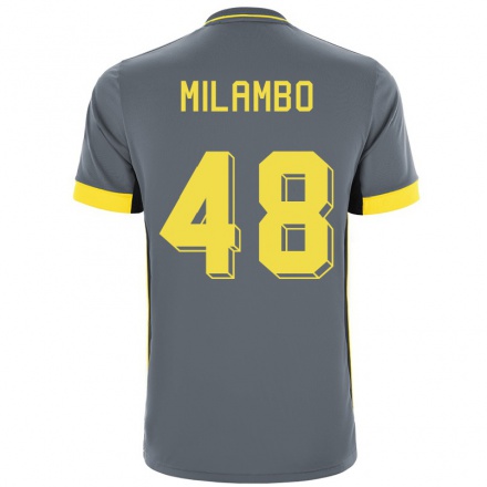 Niño Fútbol Camiseta Antoni Milambo #48 Gris Negro 2ª Equipación 2021/22 Camisa Chile