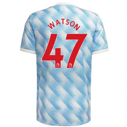 Niño Fútbol Camiseta Polly Watson #47 Azul Blanco 2ª Equipación 2021/22 Camisa Chile
