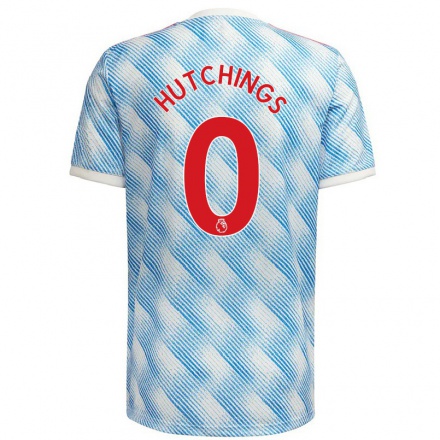 Niño Fútbol Camiseta Annie Hutchings #0 Azul Blanco 2ª Equipación 2021/22 Camisa Chile