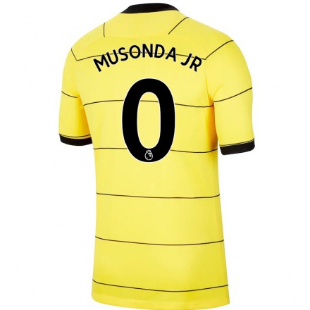 Niño Fútbol Camiseta Charly Musonda Jr. #0 Amarillo 2ª Equipación 2021/22 Camisa Chile