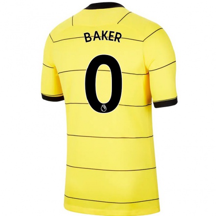 Niño Fútbol Camiseta Lewis Baker #0 Amarillo 2ª Equipación 2021/22 Camisa Chile