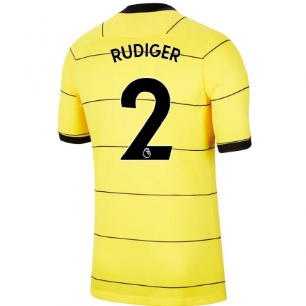 Niño Fútbol Camiseta Antonio Rudiger #2 Amarillo 2ª Equipación 2021/22 Camisa Chile