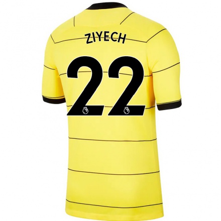 Niño Fútbol Camiseta Hakim Ziyech #22 Amarillo 2ª Equipación 2021/22 Camisa Chile