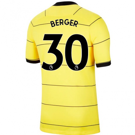 Niño Fútbol Camiseta Ann-Katrin Berger #30 Amarillo 2ª Equipación 2021/22 Camisa Chile
