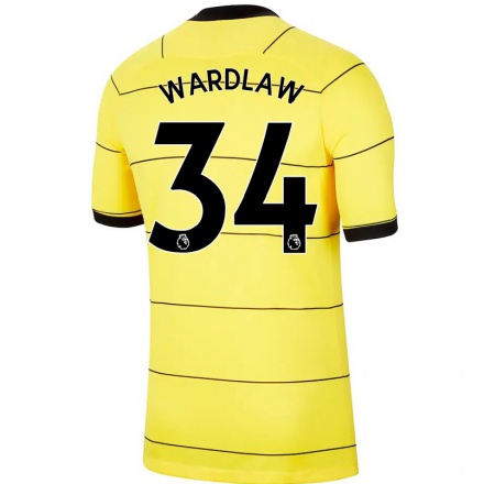 Niño Fútbol Camiseta Charlotte Wardlaw #34 Amarillo 2ª Equipación 2021/22 Camisa Chile