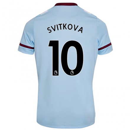 Niño Fútbol Camiseta Kateřina Svitkova #10 Cielo Azul 2ª Equipación 2021/22 Camisa Chile