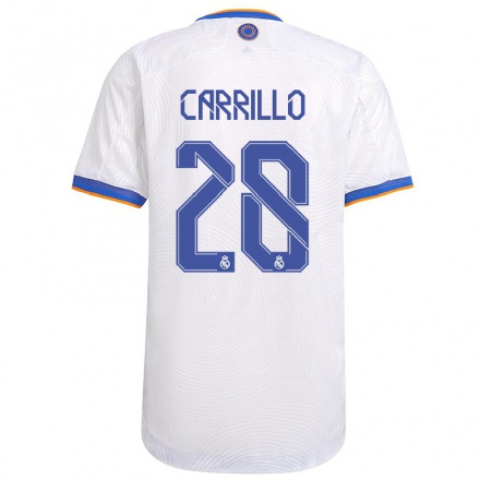 Niño Fútbol Camiseta Alvaro Carrillo #28 Blanco 1ª Equipación 2021/22 Camisa Chile