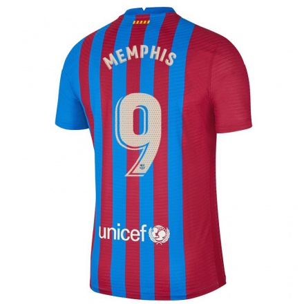 Niño Fútbol Camiseta Memphis Depay #9 Azul Granate 1ª Equipación 2021/22 Camisa Chile