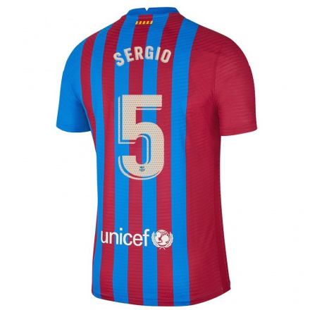 Niño Fútbol Camiseta Sergio Busquets #5 Azul Granate 1ª Equipación 2021/22 Camisa Chile