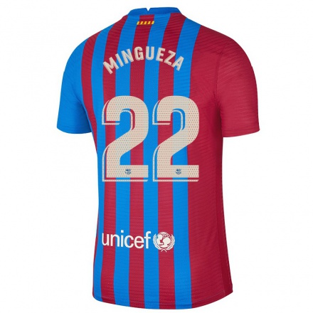 Niño Fútbol Camiseta Oscar Mingueza #22 Azul Granate 1ª Equipación 2021/22 Camisa Chile