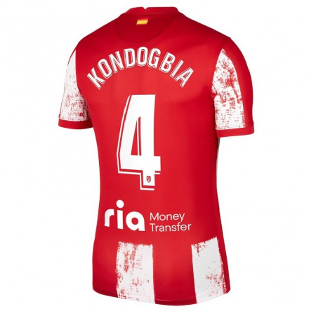 Niño Fútbol Camiseta Geoffrey Kondogbia #4 Rojo Blanco 1ª Equipación 2021/22 Camisa Chile