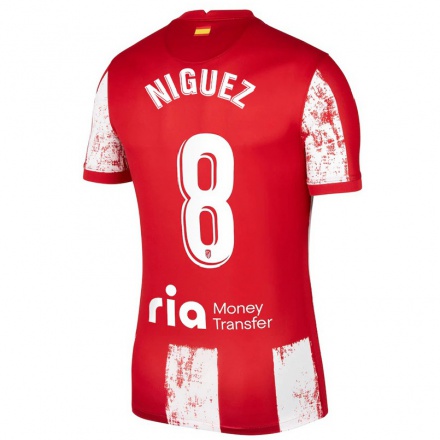 Niño Fútbol Camiseta Saul Niguez #8 Rojo Blanco 1ª Equipación 2021/22 Camisa Chile