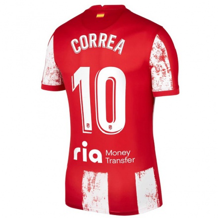 Niño Fútbol Camiseta Angel Correa #10 Rojo Blanco 1ª Equipación 2021/22 Camisa Chile