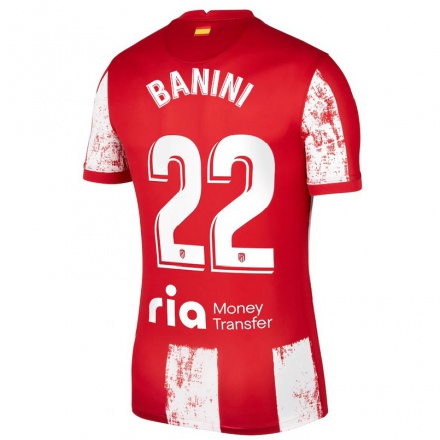 Niño Fútbol Camiseta Estefania Banini #22 Rojo Blanco 1ª Equipación 2021/22 Camisa Chile