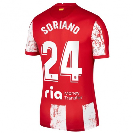 Niño Fútbol Camiseta Mario Soriano #24 Rojo Blanco 1ª Equipación 2021/22 Camisa Chile