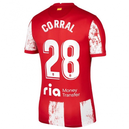 Niño Fútbol Camiseta Adrian Corral #28 Rojo Blanco 1ª Equipación 2021/22 Camisa Chile