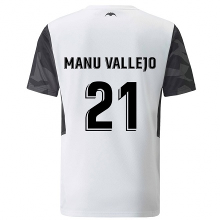 Niño Fútbol Camiseta Manu Vallejo #21 Blanco 1ª Equipación 2021/22 Camisa Chile