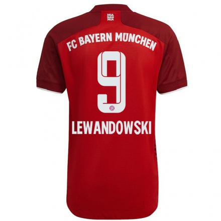 Niño Fútbol Camiseta Robert Lewandowski #9 Rojo Oscuro 1ª Equipación 2021/22 Camisa Chile