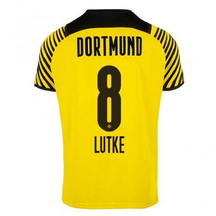 Niño Fútbol Camiseta Dennis Lutke-Frie #8 Amarillo 1ª Equipación 2021/22 Camisa Chile