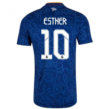 Niño Fútbol Camiseta Esther Gonzalez #10 Azul Oscuro 2ª Equipación 2021/22 Camisa Chile