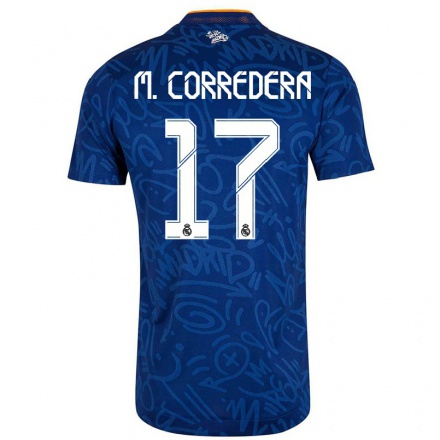 Niño Fútbol Camiseta Marta Corredera #17 Azul Oscuro 2ª Equipación 2021/22 Camisa Chile