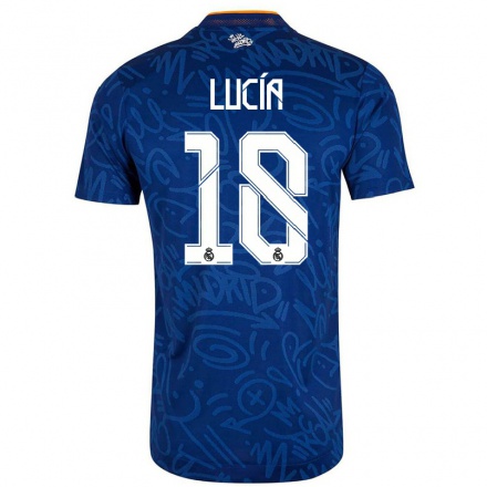 Niño Fútbol Camiseta Lucia Rodriguez #18 Azul Oscuro 2ª Equipación 2021/22 Camisa Chile