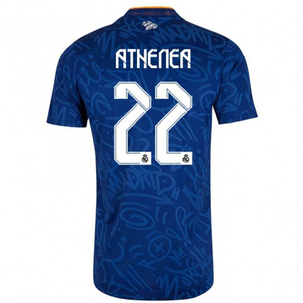 Niño Fútbol Camiseta Athenea del Castillo #22 Azul Oscuro 2ª Equipación 2021/22 Camisa Chile