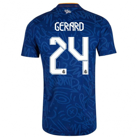Niño Fútbol Camiseta Meline Gerard #24 Azul Oscuro 2ª Equipación 2021/22 Camisa Chile