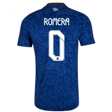 Niño Fútbol Camiseta Miguel Romera #0 Azul Oscuro 2ª Equipación 2021/22 Camisa Chile