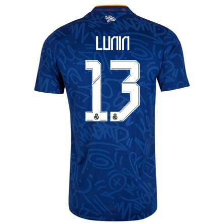 Niño Fútbol Camiseta Andriy Lunin #13 Azul Oscuro 2ª Equipación 2021/22 Camisa Chile