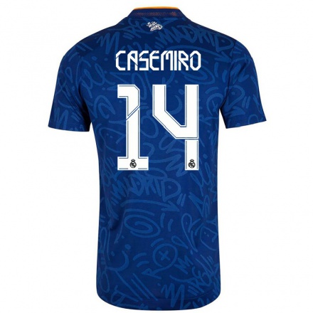 Niño Fútbol Camiseta Casemiro #14 Azul Oscuro 2ª Equipación 2021/22 Camisa Chile