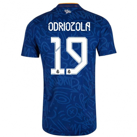 Niño Fútbol Camiseta Alvaro Odriozola #19 Azul Oscuro 2ª Equipación 2021/22 Camisa Chile