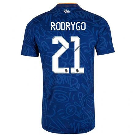 Niño Fútbol Camiseta Rodrygo #21 Azul Oscuro 2ª Equipación 2021/22 Camisa Chile