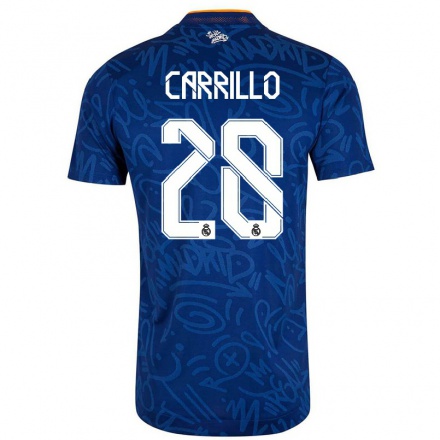Niño Fútbol Camiseta Alvaro Carrillo #28 Azul Oscuro 2ª Equipación 2021/22 Camisa Chile